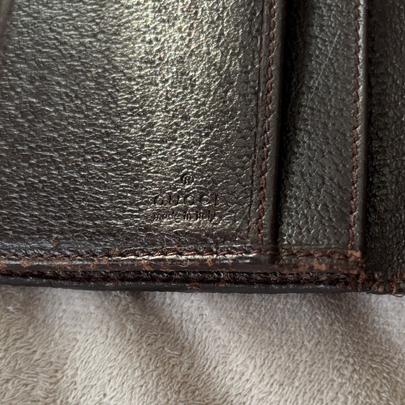 gucci brown monogram fold wallet with sherry line - Picture 9 of 14